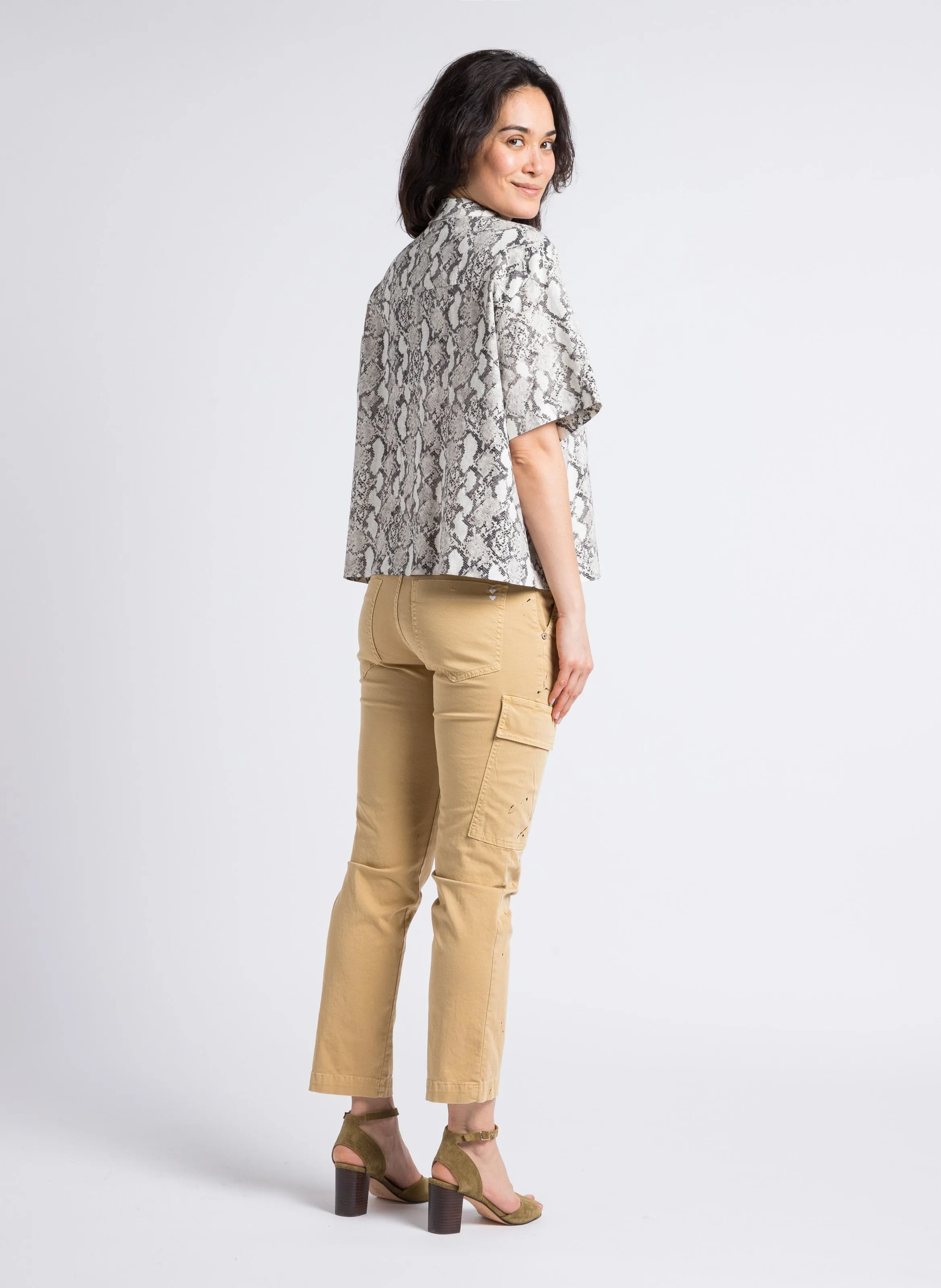PLEASE Pantalón estilo cargo de mezcla de algodón en beige