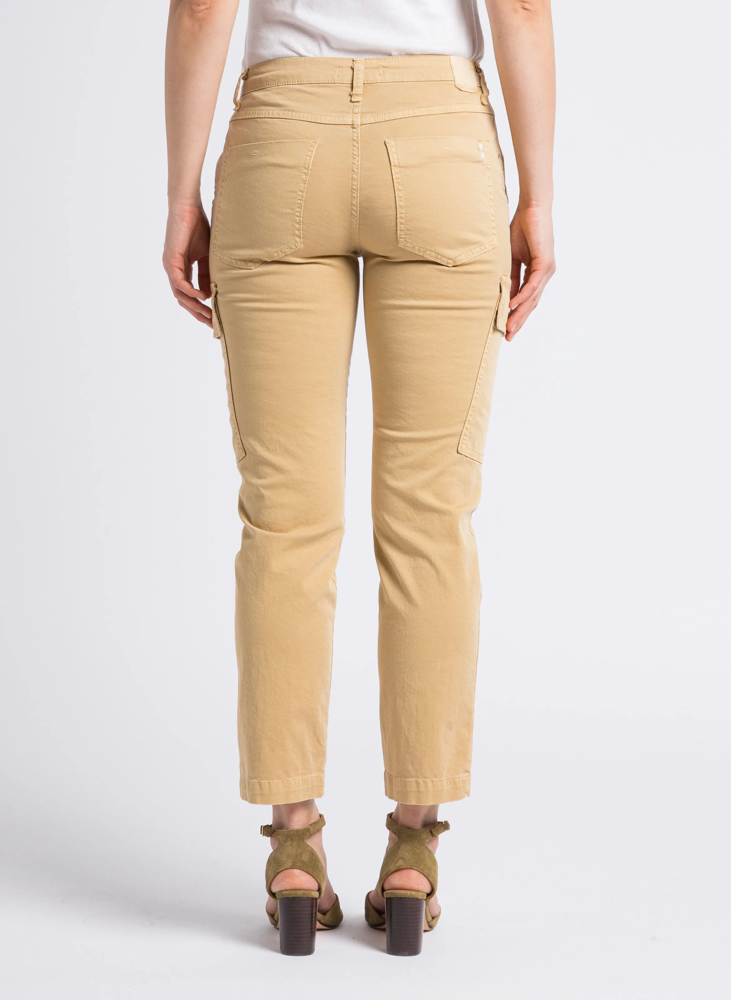 PLEASE Pantalón estilo cargo de mezcla de algodón en beige