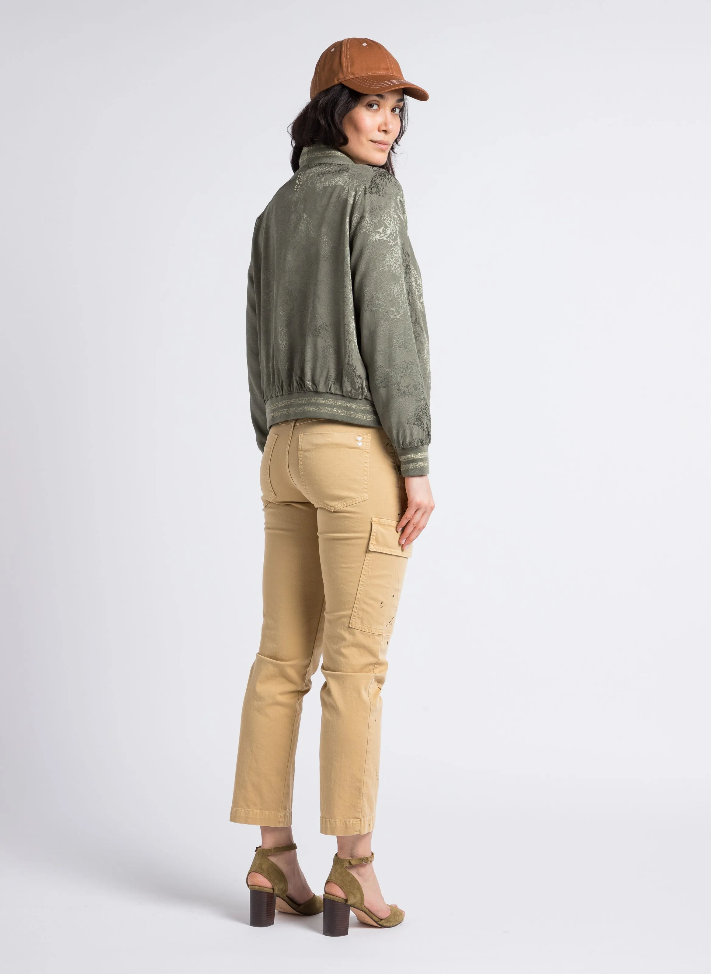 PLEASE Pantalón estilo cargo de mezcla de algodón en beige