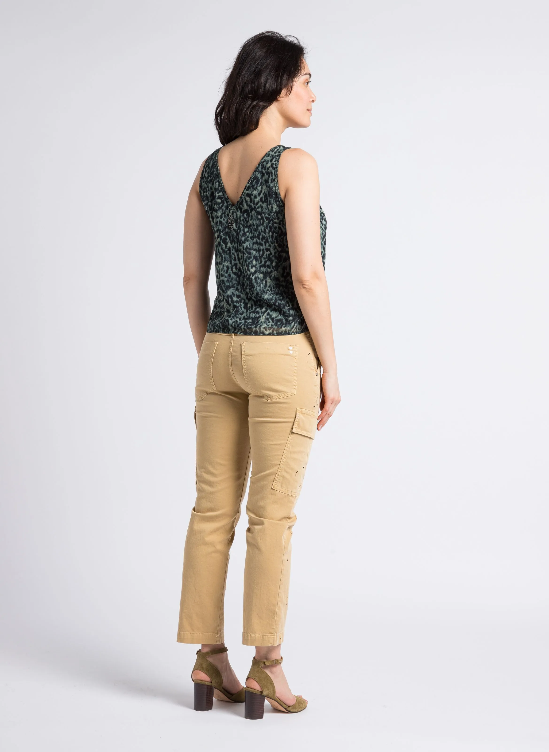 PLEASE Pantalón estilo cargo de mezcla de algodón en beige
