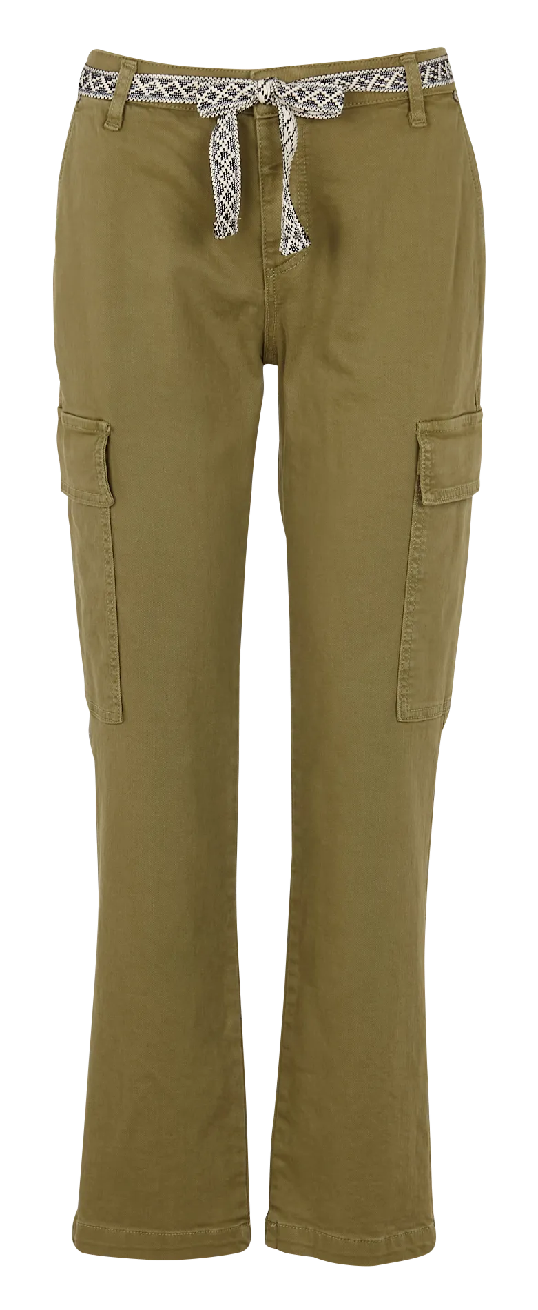 PLEASE Pantalón recto estilo cargo de mezcla de algodón en caqui