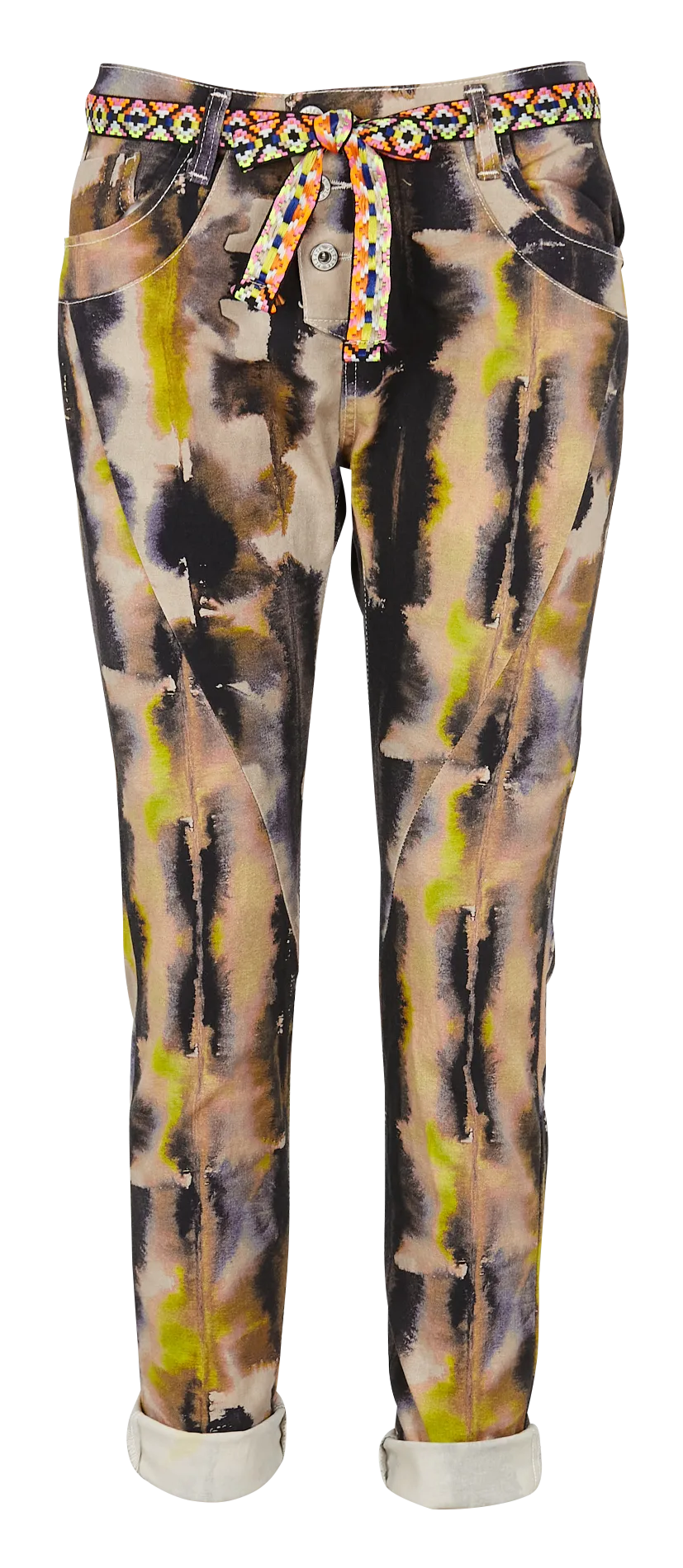 PLEASE PANTALóN SLIM DE MEZCLA DE ALGODóN CON ESTAMPADO TIEDYE EN BEIGE
