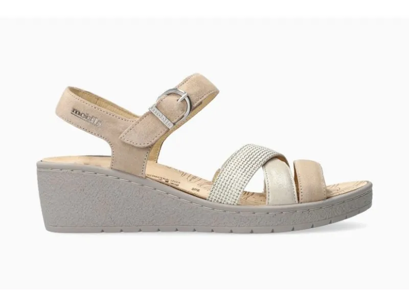 SANDALIA DE CUÑA MOBILIS MEPHISTO PIETRA EN COLOR BEIGE