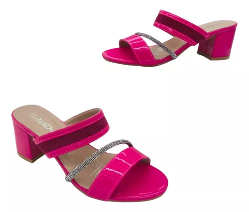 Sandalia Mujer  Taco  Bajo Color  Fucsia  M392