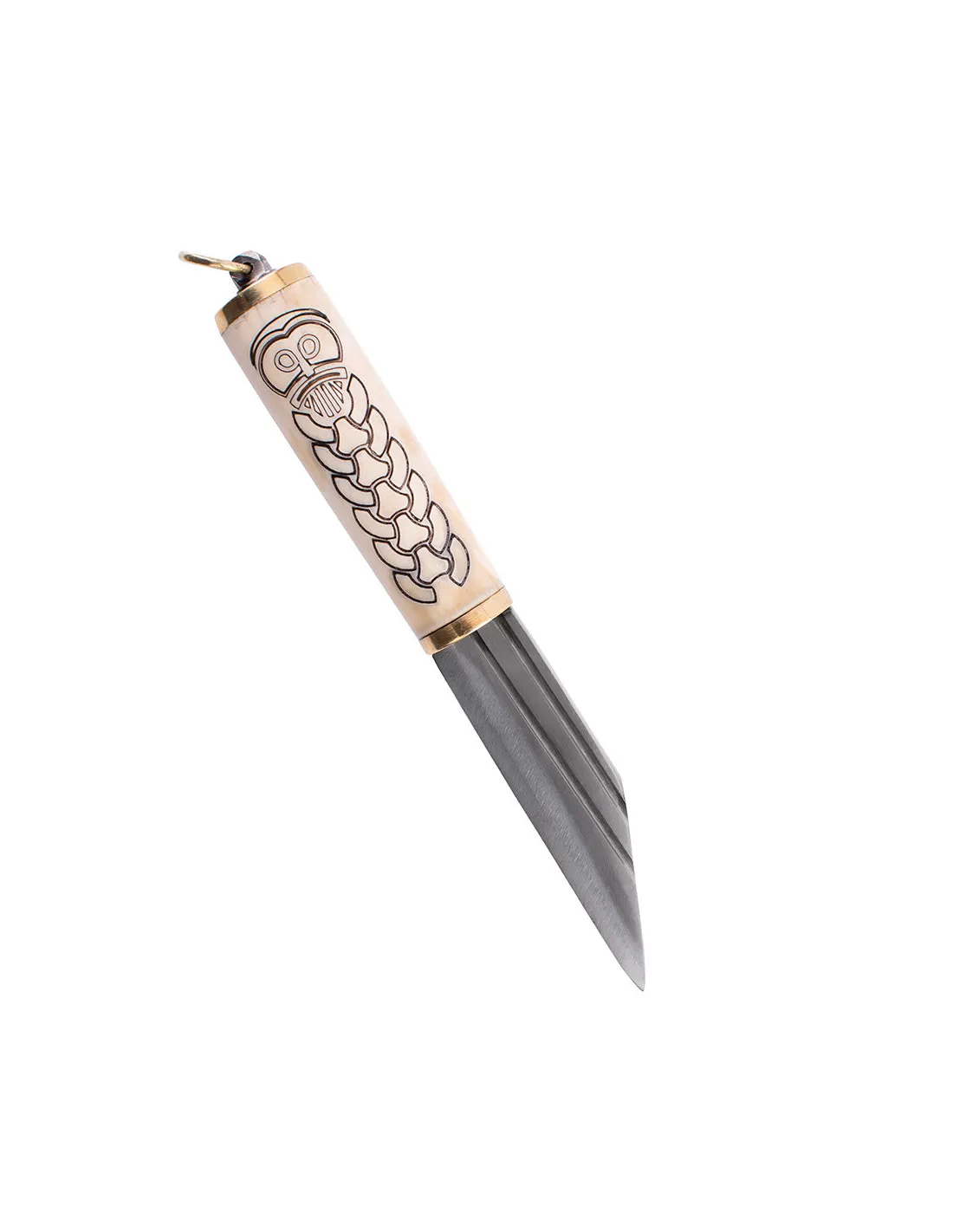 Seax o cuchillo vikingo con empuñadura en hueso decorado
