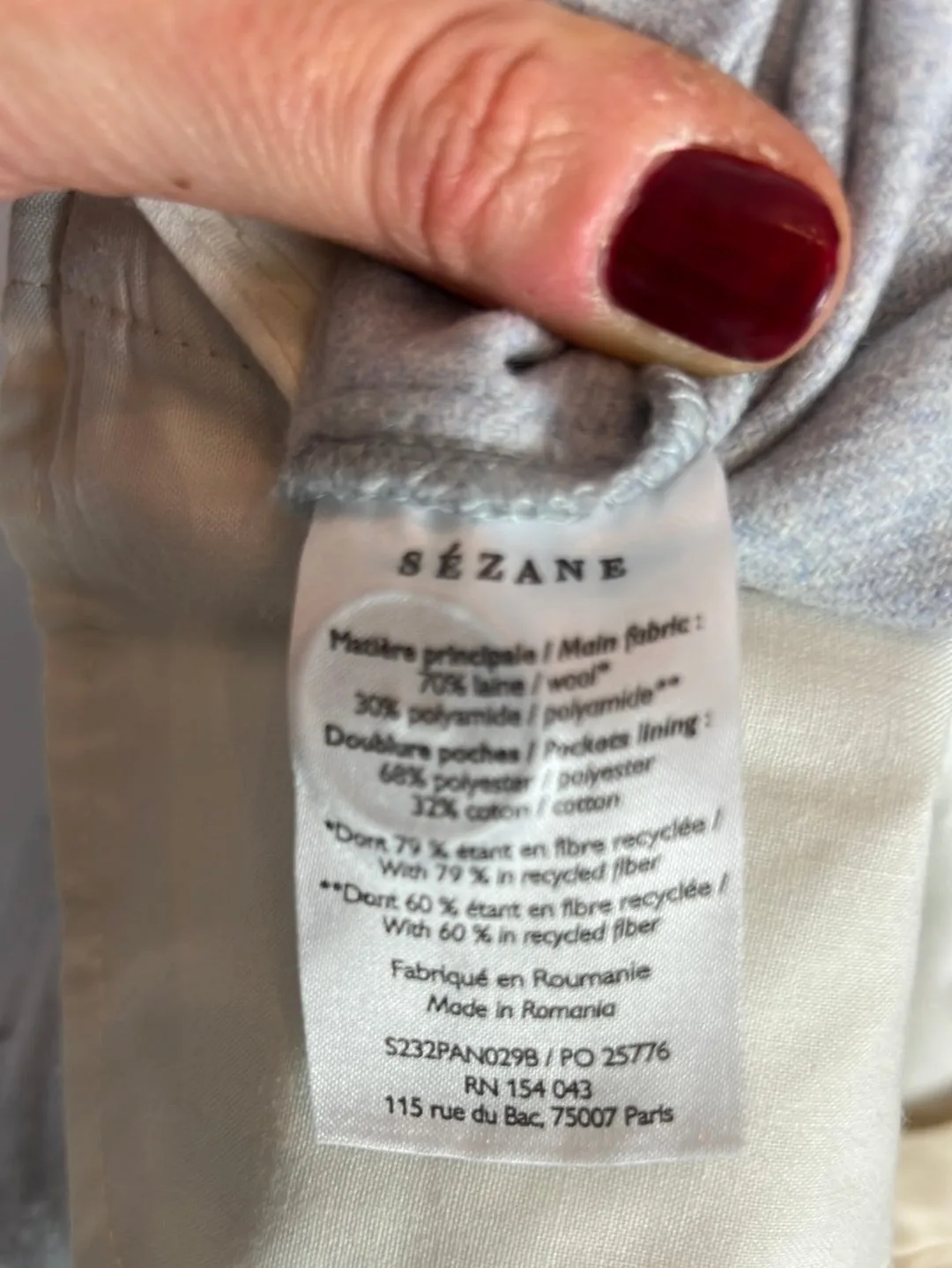 SEZANE. Pantalón ancho azul T.34