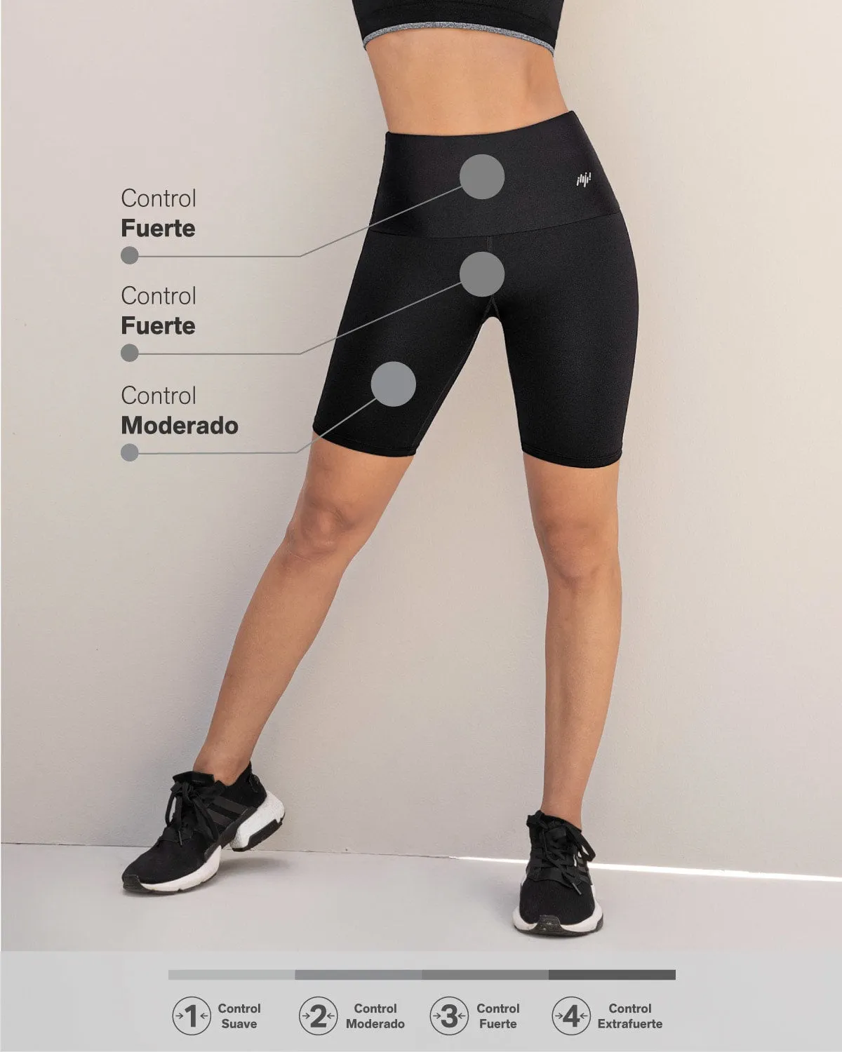 Short ciclista de control de abdomen y muslos