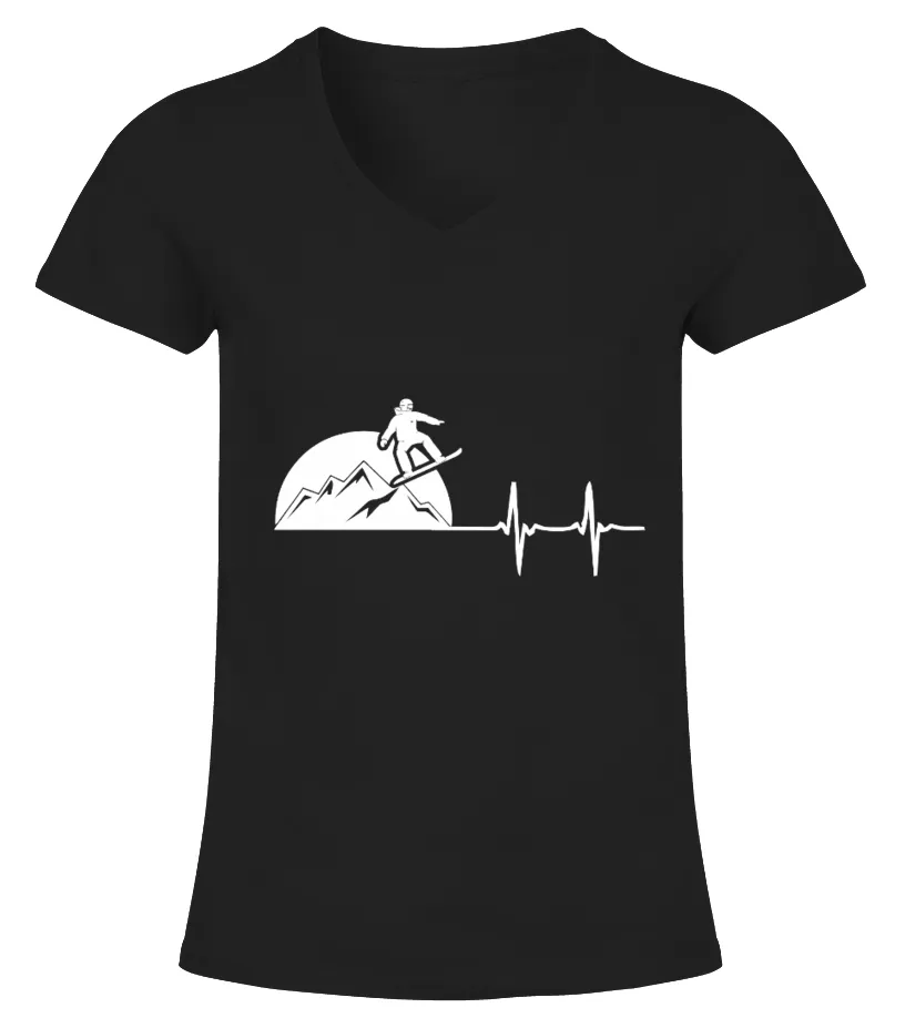 Snowboarding Heartbeate Camiseta cuello pico Mujer