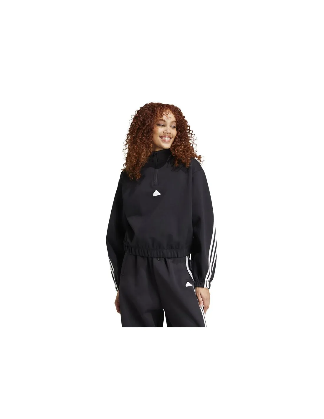 Sudadera adidas Future Icons 3 Bandas Quarter Zip Mujer Negro