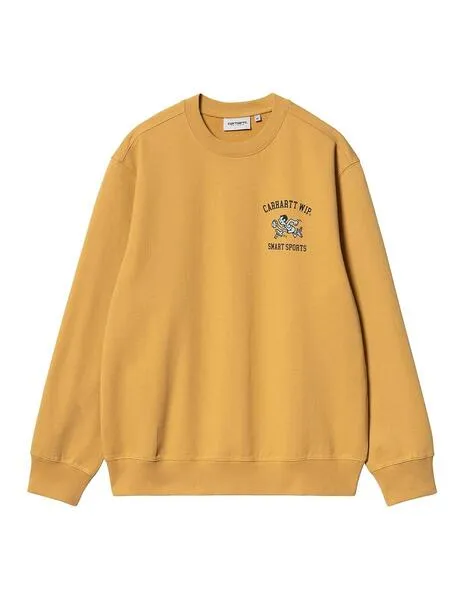 Sudadera carhartt wip smart sports mostaza de hombre