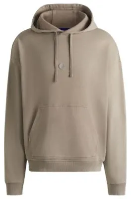 Sudadera con capucha en felpa de algodón con insignia de logo