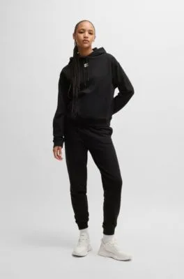 Sudadera con capucha en felpa de algodón con logo apilado y bolsillo canguro