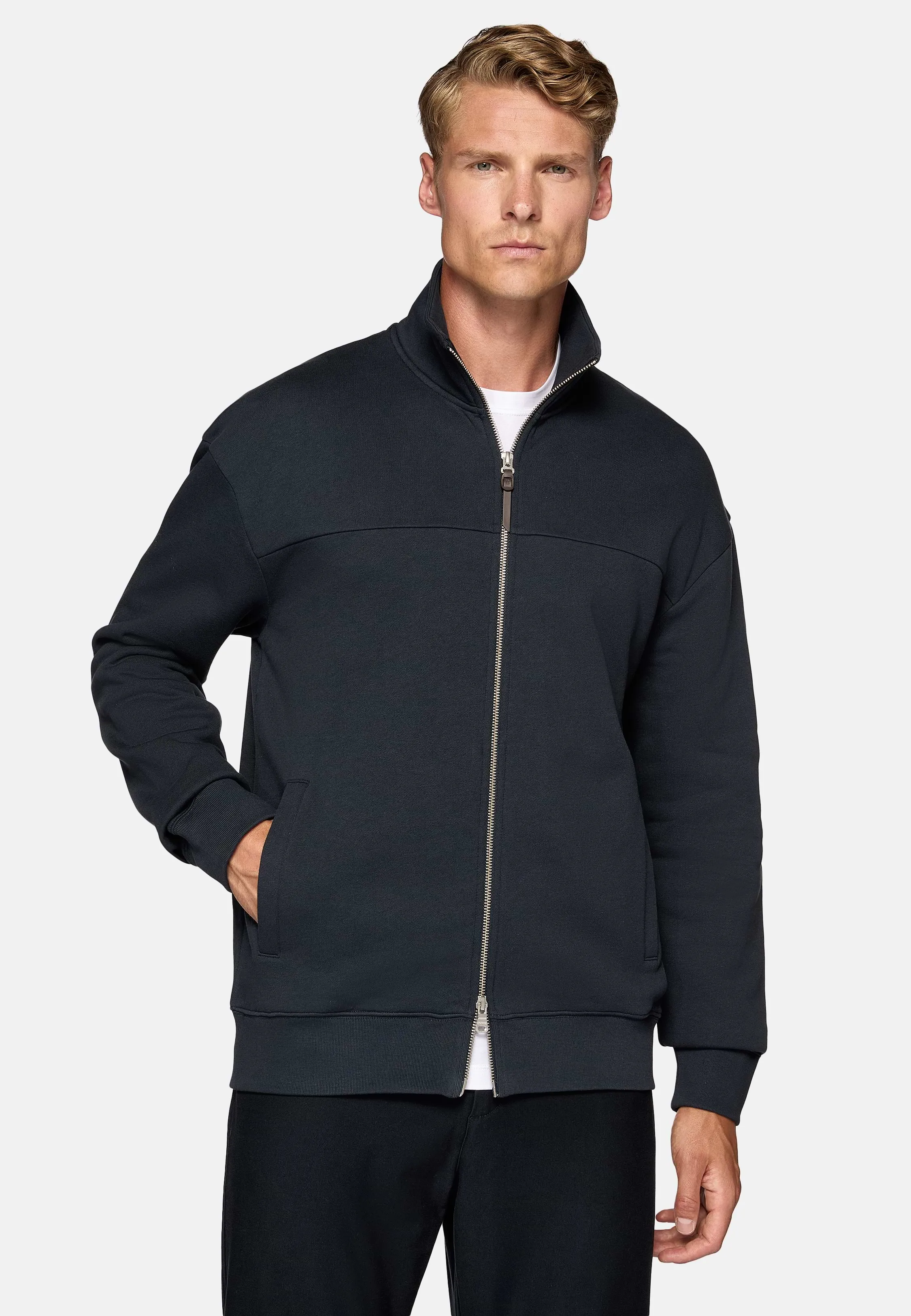 Sudadera Con Cremallera y Cuello Perkins de Algodón