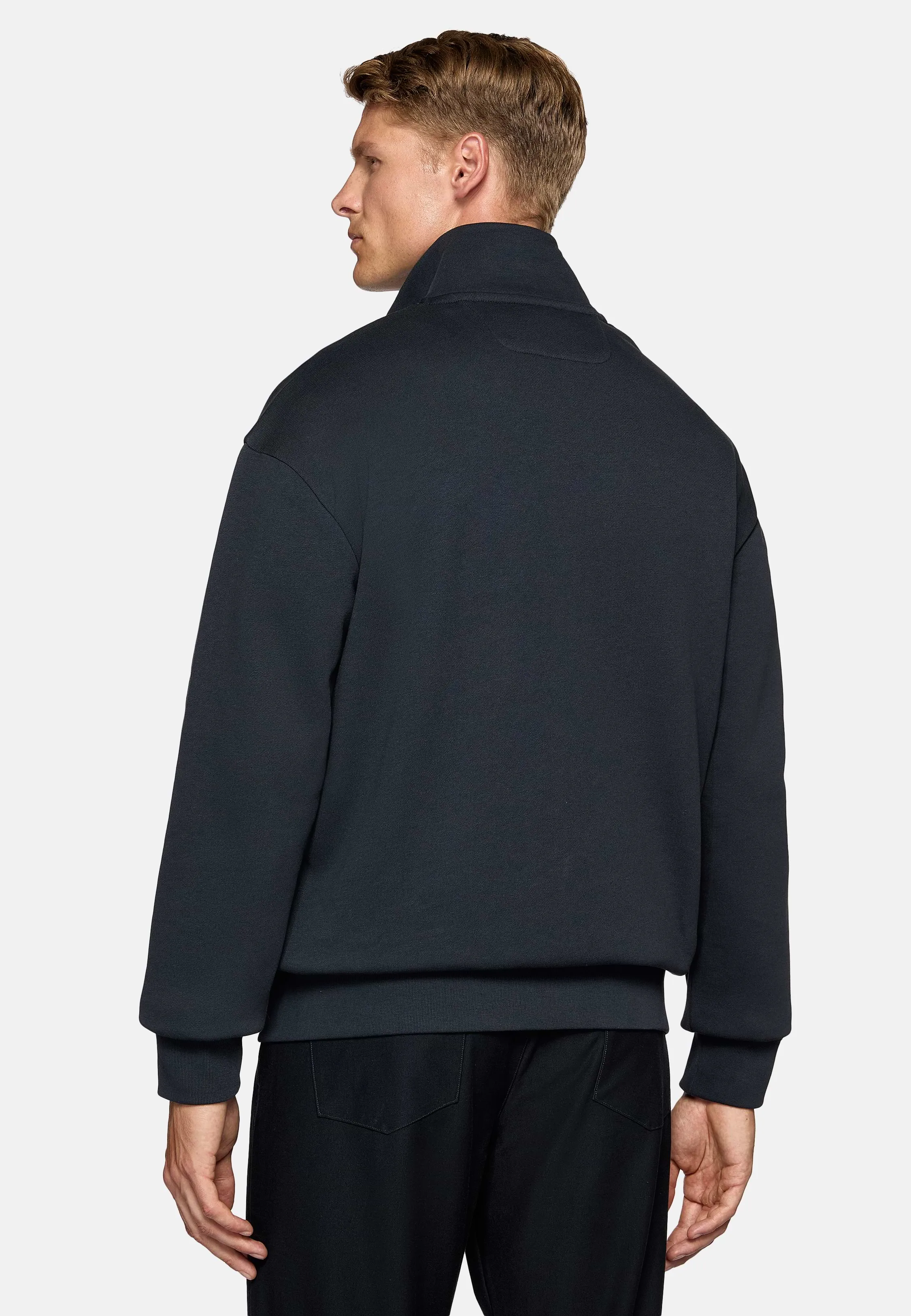 Sudadera Con Cremallera y Cuello Perkins de Algodón