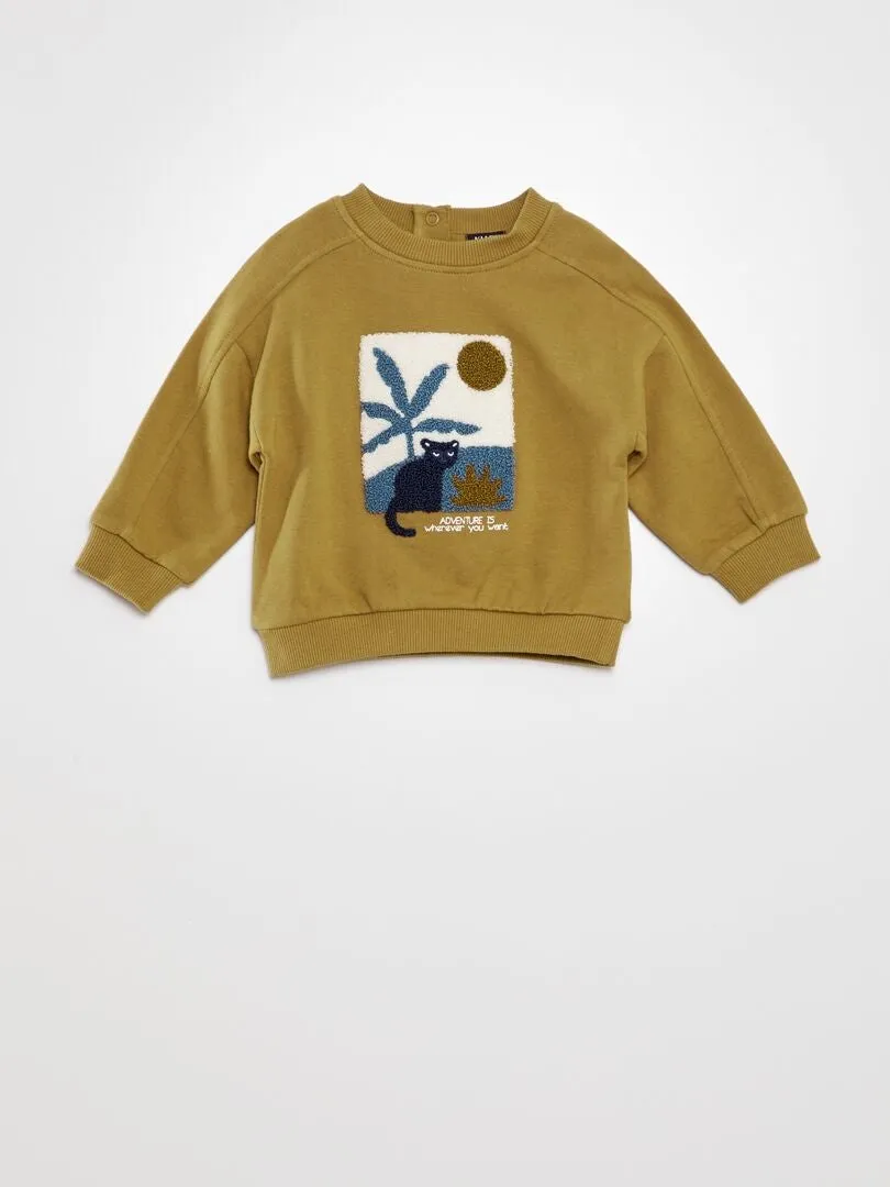 SUDADERA CON ESTAMPADO DE PUNTO DE RIZO  BEIGE