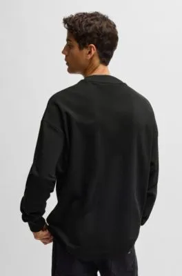Sudadera de felpa de algodón con etiqueta con logo azul