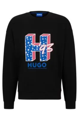 Sudadera regular fit de felpa de algodón con logo de diseño