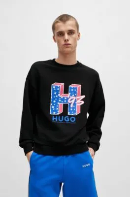 Sudadera regular fit de felpa de algodón con logo de diseño