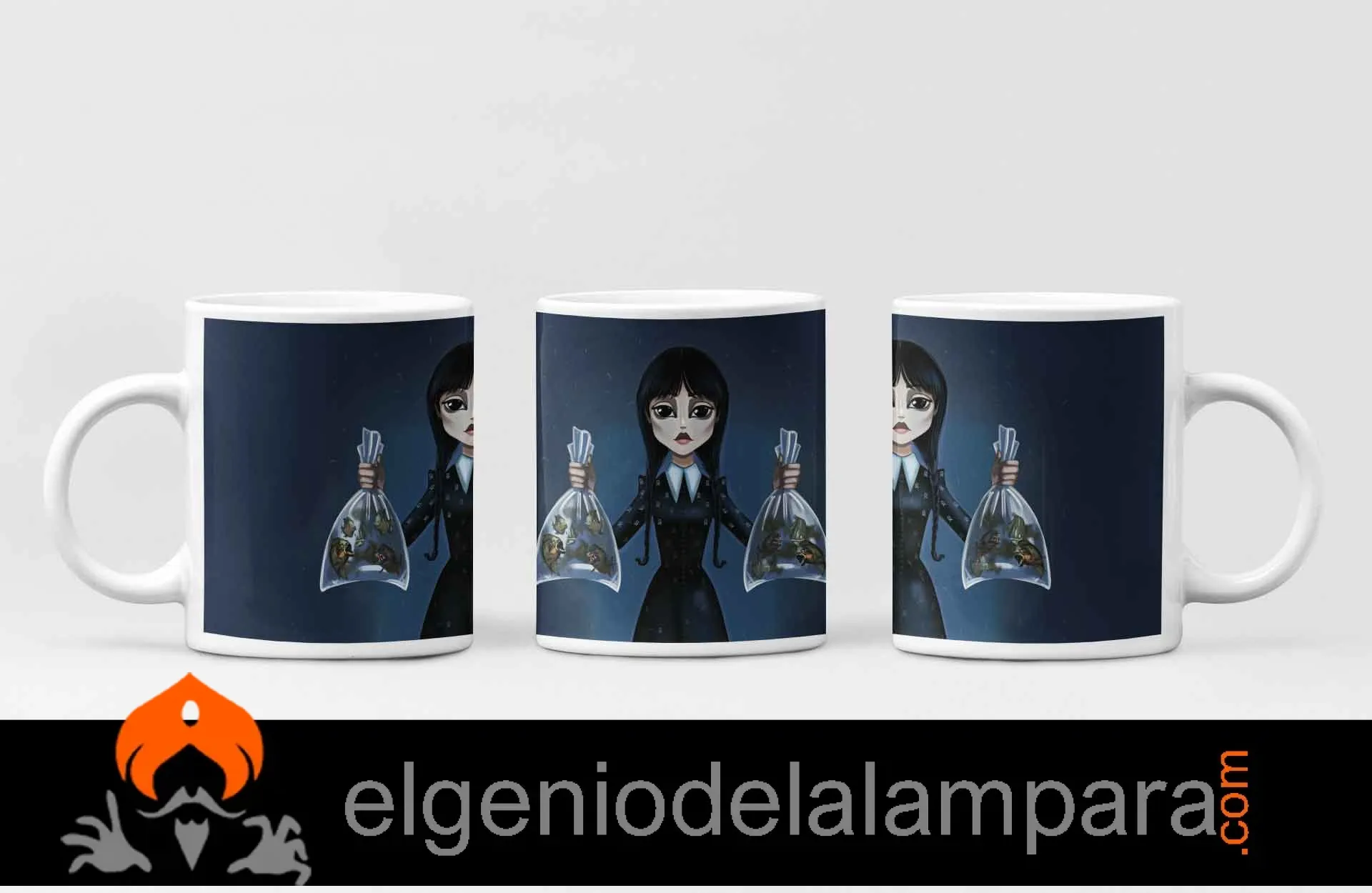 taza Miércoles y sus pirañas