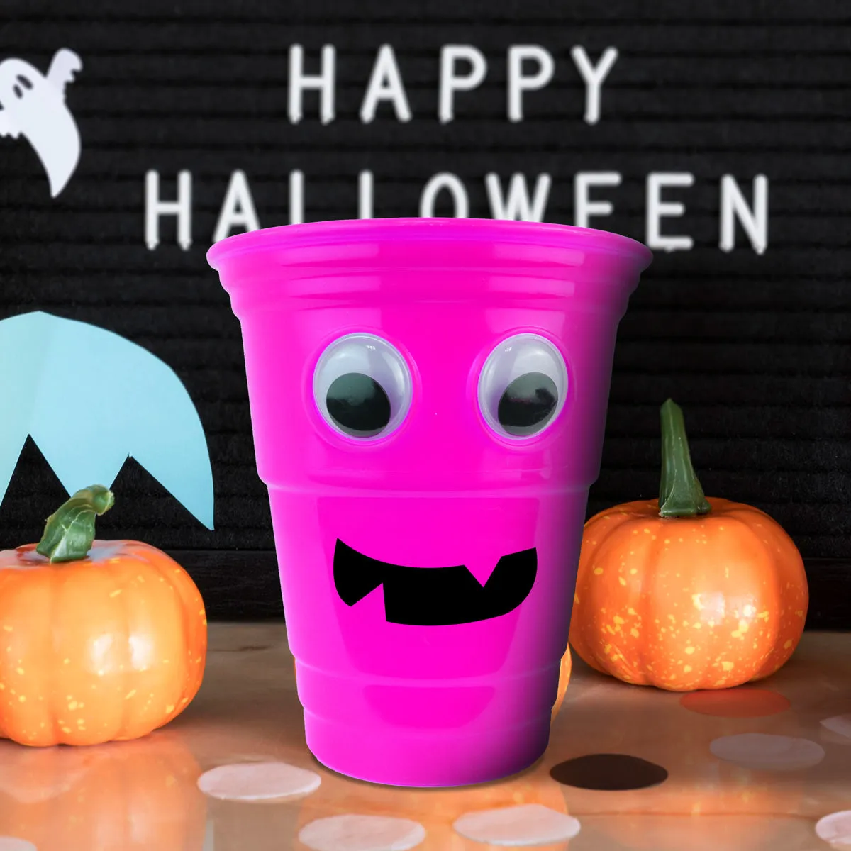 Vaso color Fucsia con Diseo de Halloween