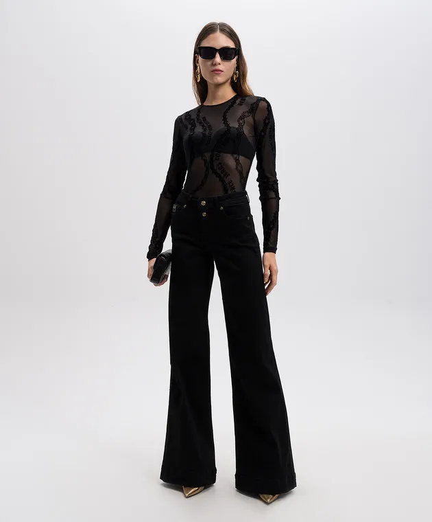 Versace Jeans Couture Black flared jeans with logo