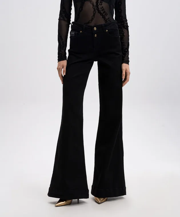Versace Jeans Couture Black flared jeans with logo