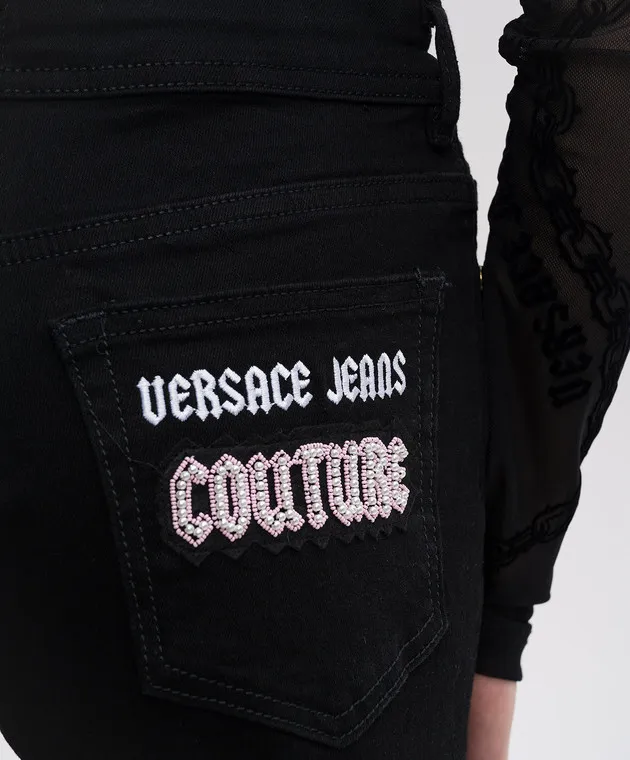 Versace Jeans Couture Black flared jeans with logo