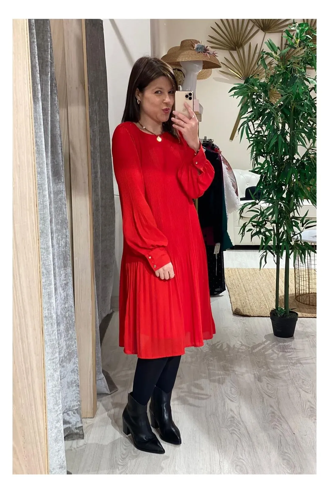 Vestido plisado Byidarose rojo
