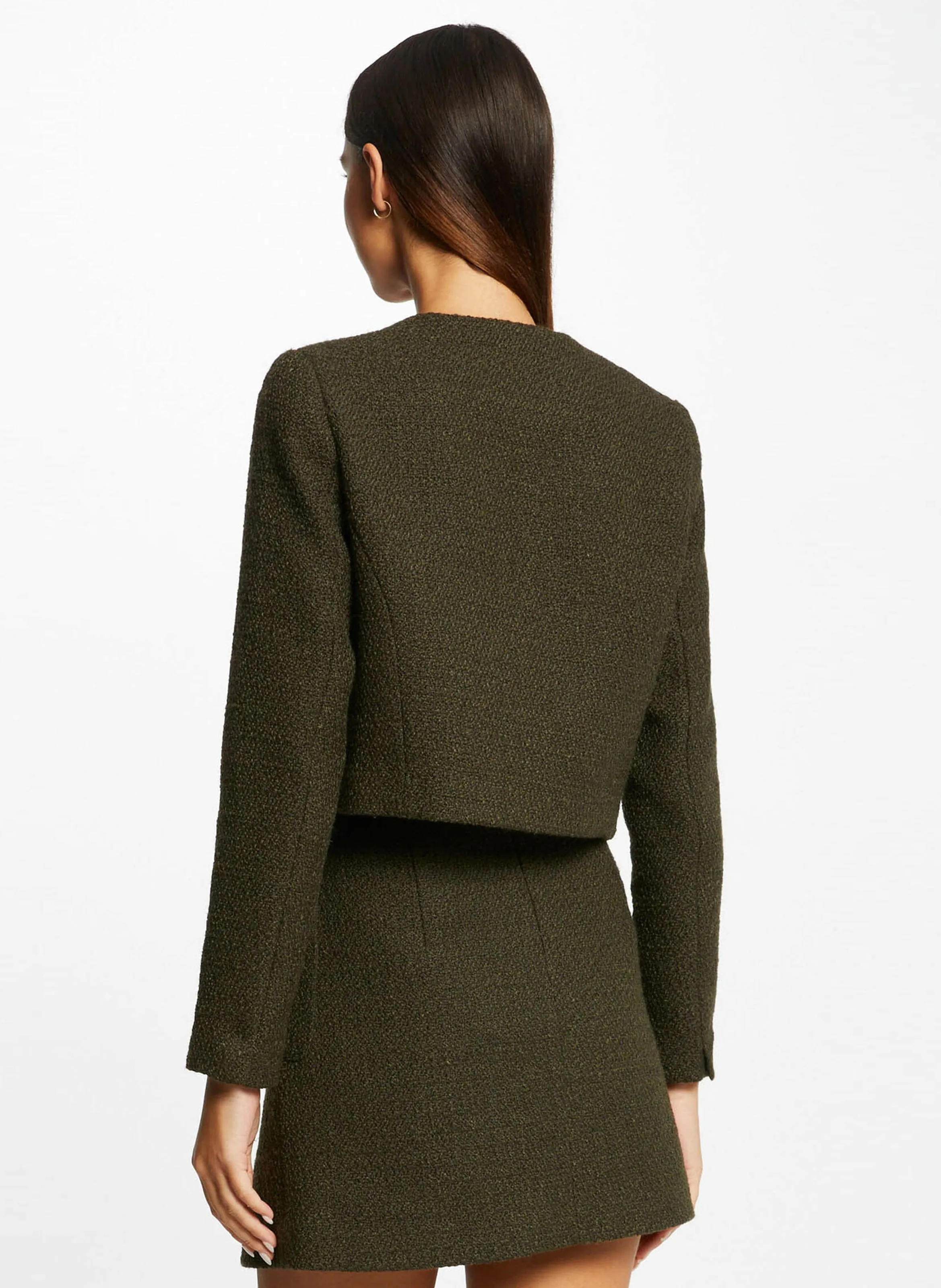 VKOVE  CHAQUETA RECTA CON CUELLO REDONDO EN CAQUI