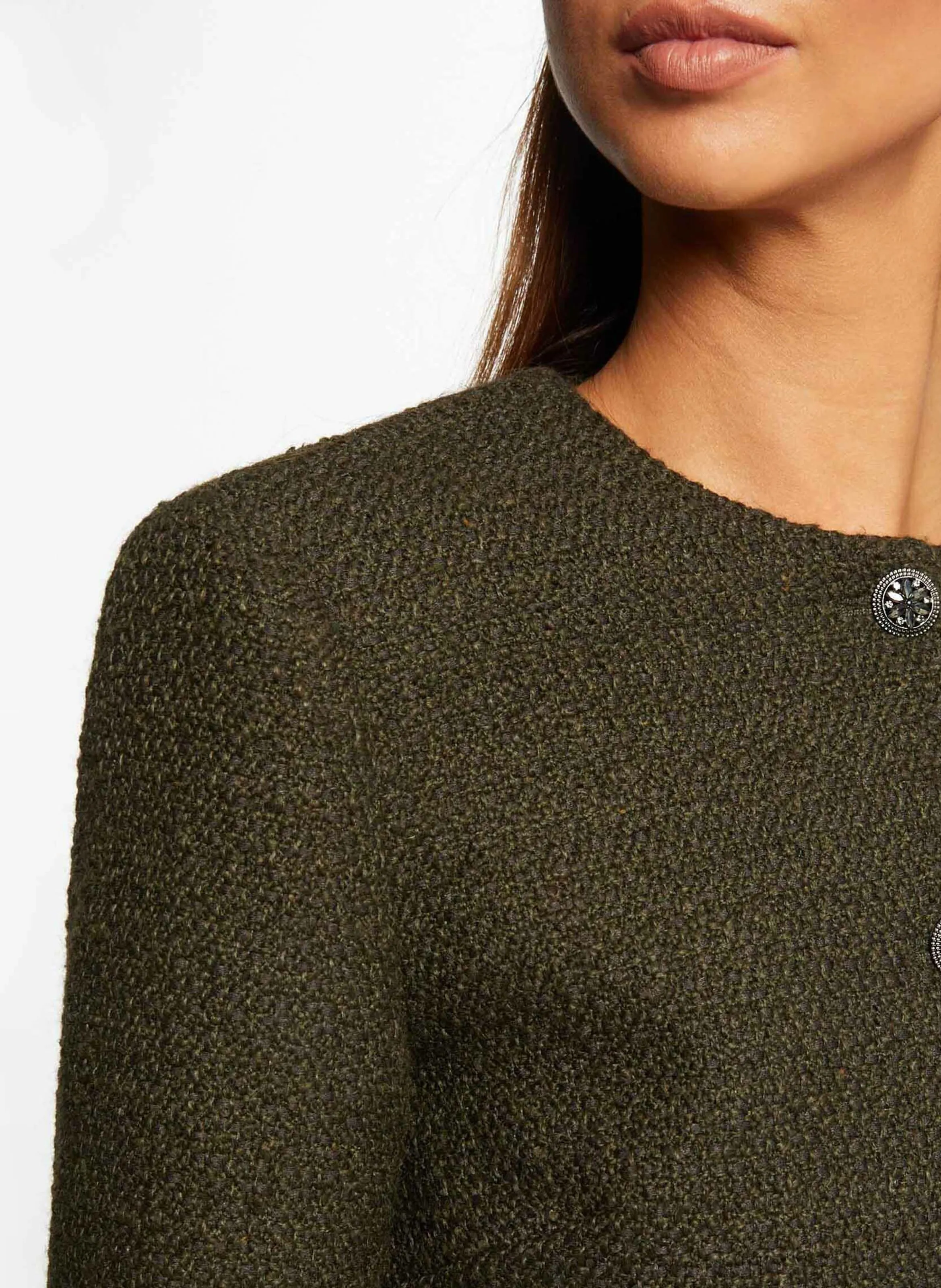 VKOVE  CHAQUETA RECTA CON CUELLO REDONDO EN CAQUI