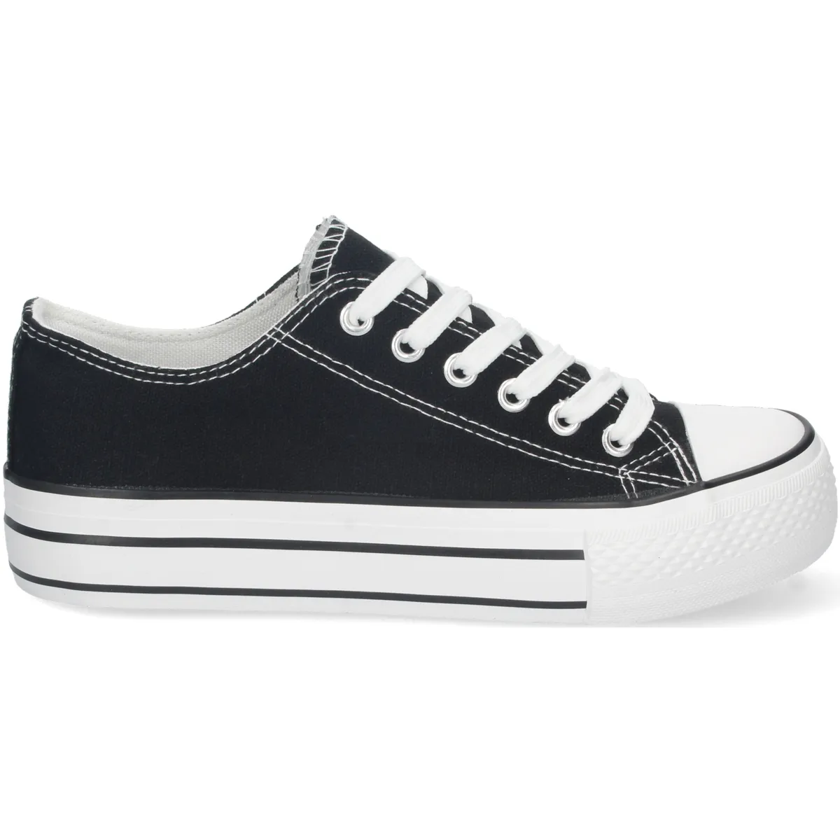 Zapatilla Plana de Lona con Cordones