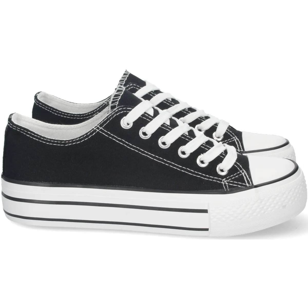 Zapatilla Plana de Lona con Cordones