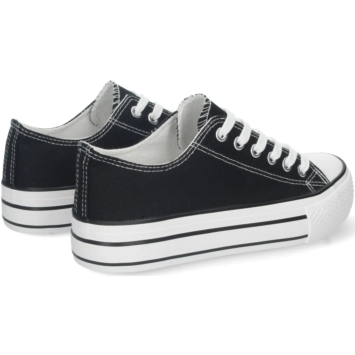 Zapatilla Plana de Lona con Cordones