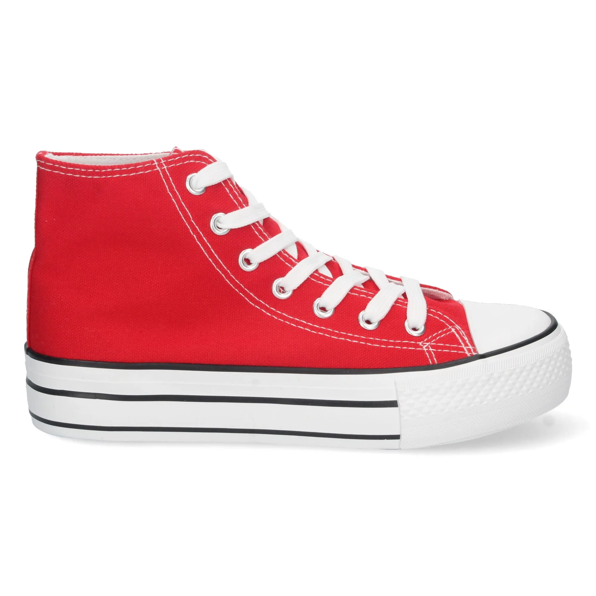 Zapatillas abotinadas doble suela estilo bamba en lona mujer rojo A307