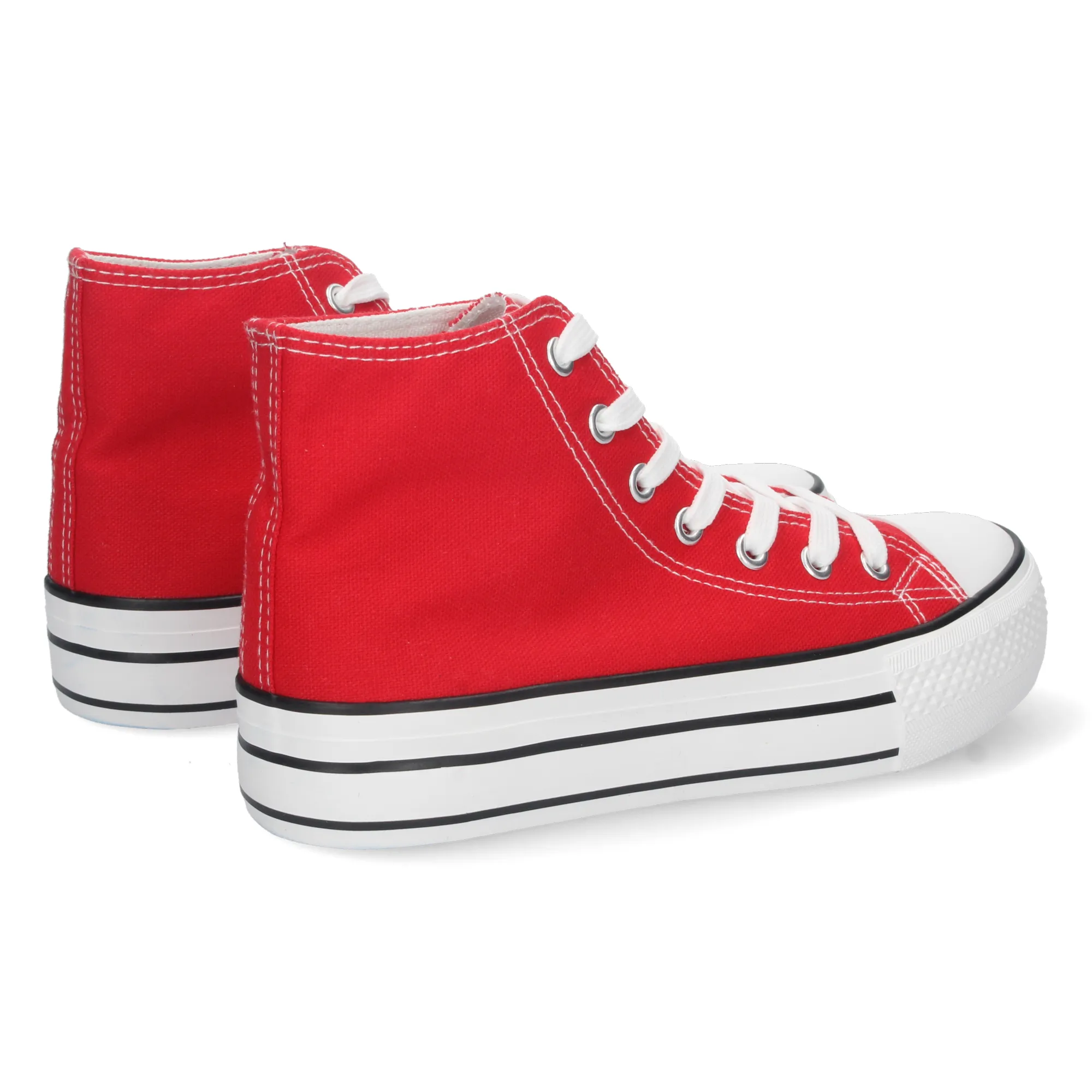 Zapatillas abotinadas doble suela estilo bamba en lona mujer rojo A307