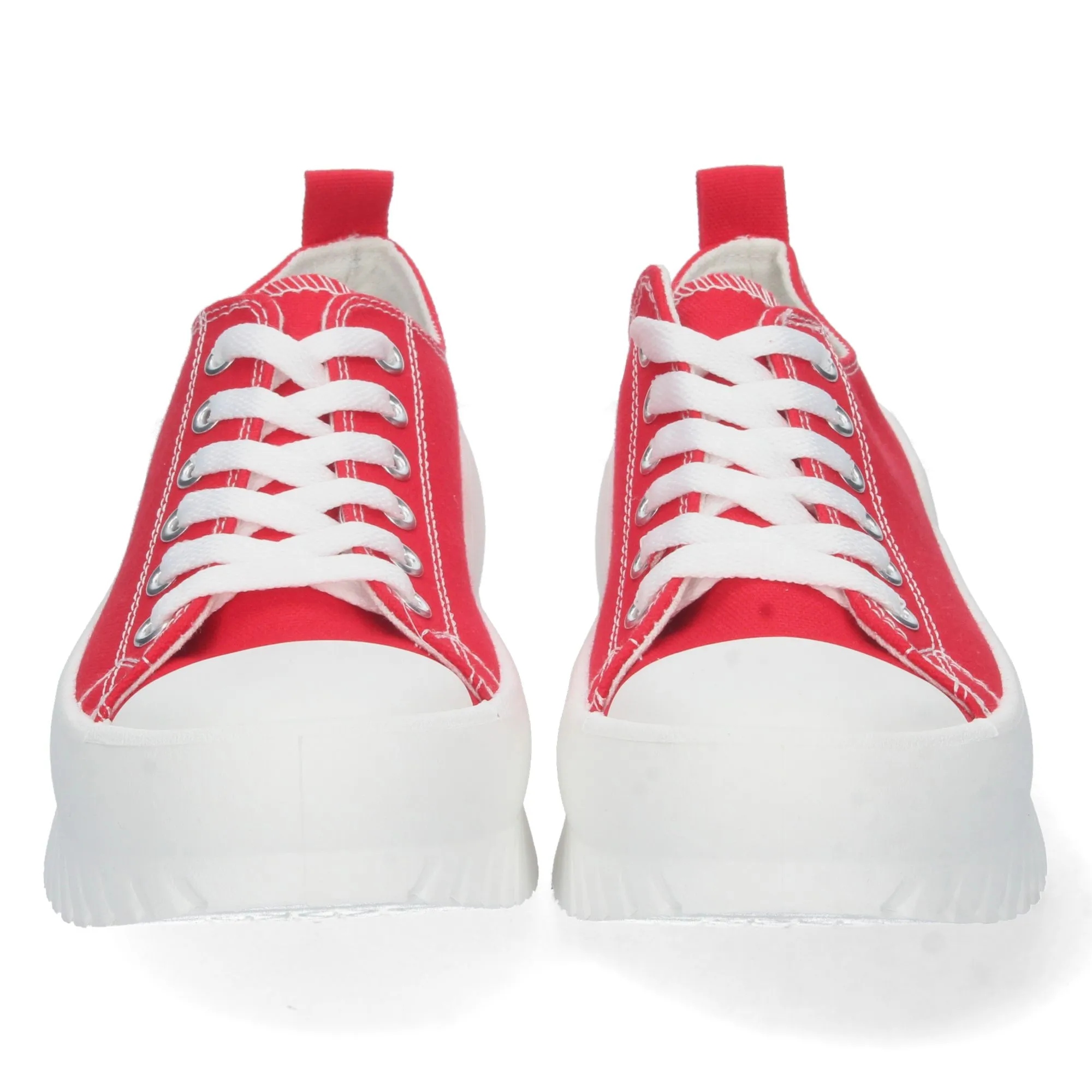 Zapatillas planas de lona con plataforma mujer color rojo