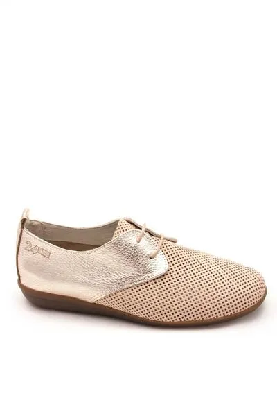 zapato 24hrs cordones calado en beis
