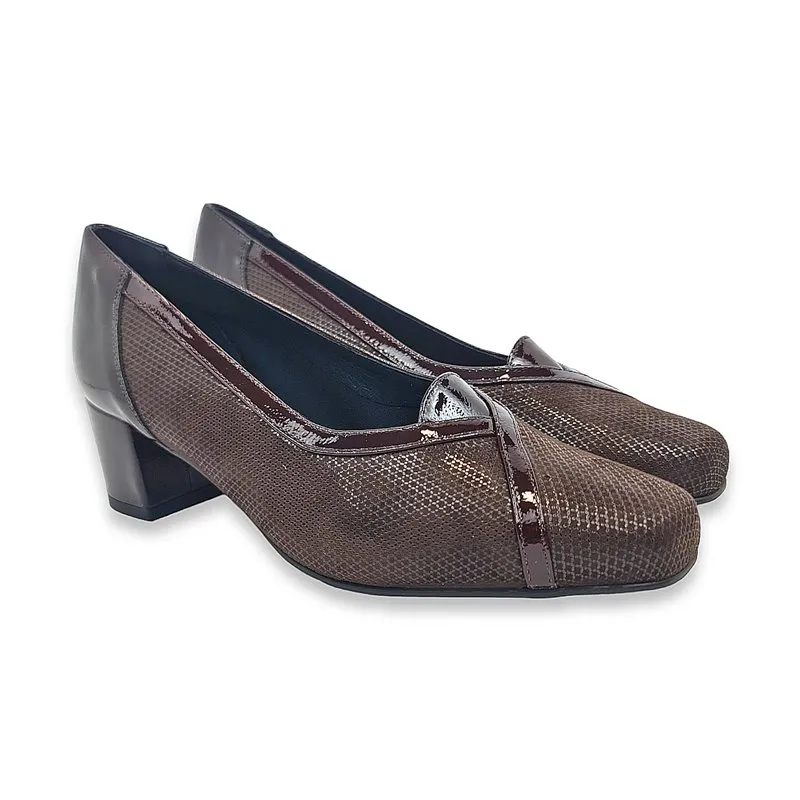 Zapatos De Salón Cómodos Mujer Textil Elástico Plantilla De Piel Y Gel 73041 Marrón, de Zany