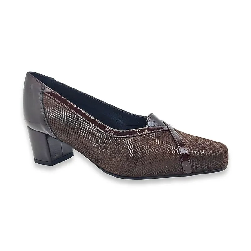 Zapatos De Salón Cómodos Mujer Textil Elástico Plantilla De Piel Y Gel 73041 Marrón, de Zany