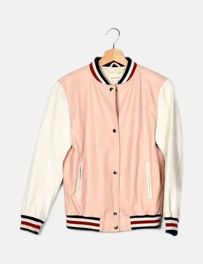 Zara Chaqueta bicolor polipiel