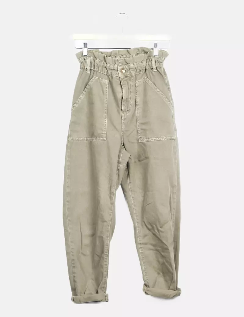 Zara Jeans verde baggy