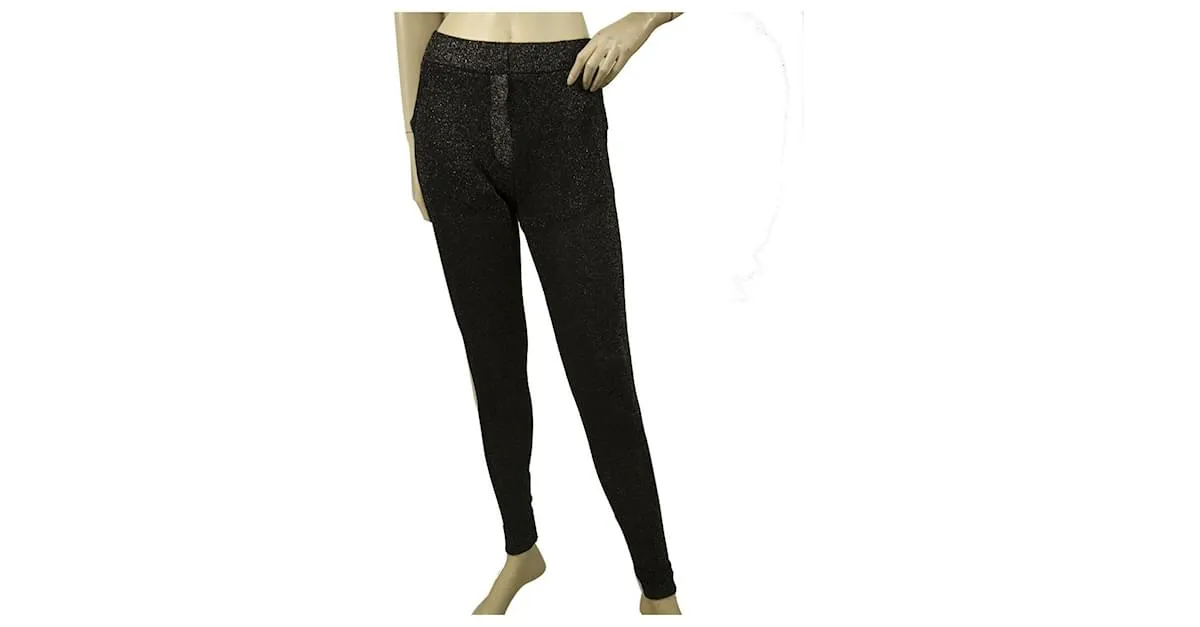 Zoe Karssen Negro Glittery Sparkly Shiny Pantalón elástico pantalón talla S 