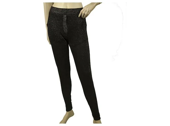Zoe Karssen Negro Glittery Sparkly Shiny Pantalón elástico pantalón talla S 