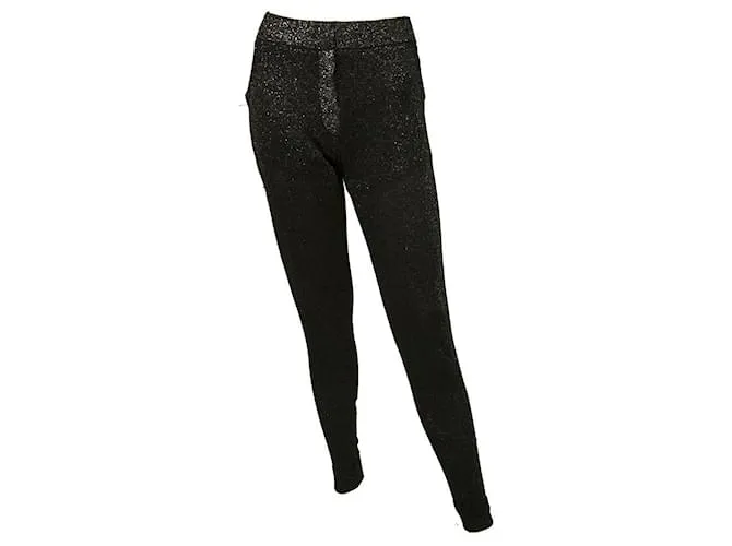 Zoe Karssen Negro Glittery Sparkly Shiny Pantalón elástico pantalón talla S 